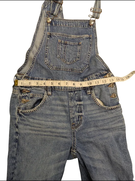 AMERICAN EAGLE Ripped DISTRESSED Patched TOMGIRL Denim OVERALLS XS - Picture 7 of 13